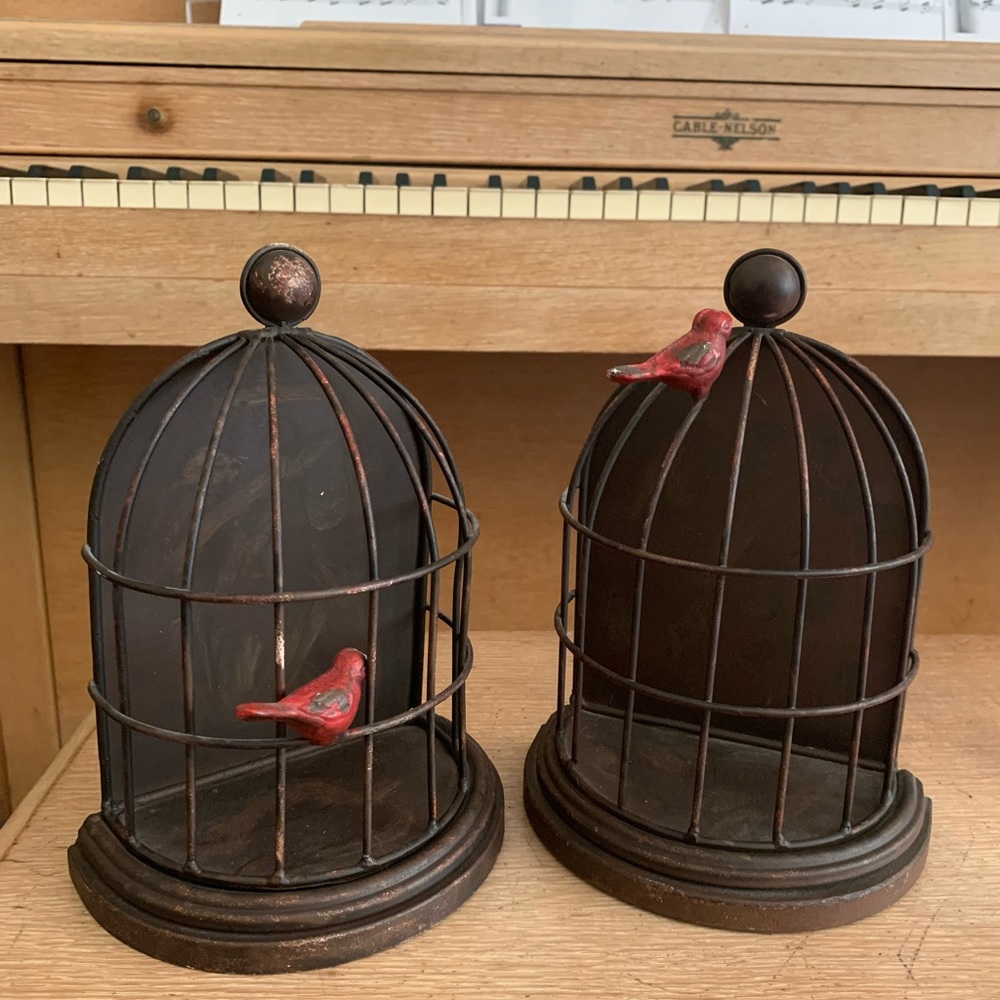 Rustic Birdcage Bookends Set of 2